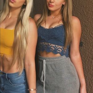 Crochet navy crop top